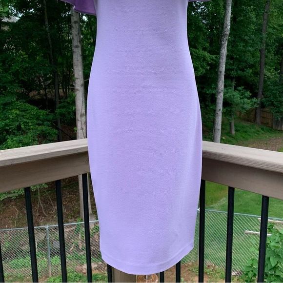 Vince Camuto Caplet Pleated Cape Collar Lilac Lavender Sheath Dress size 4 - Picture 6 of 11